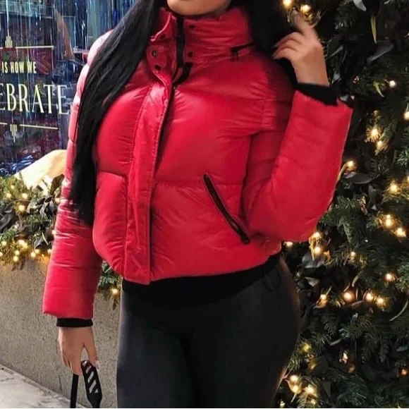 Mackage - Red Puffer Jacket for Women - Quilted Short Winter Coat - Picture 2 of 6